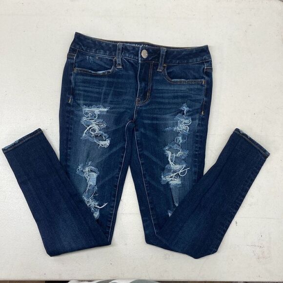 American Eagle 360 Stretch Ripped Jeggings Womens size 2 short - Picture 3 of 10
